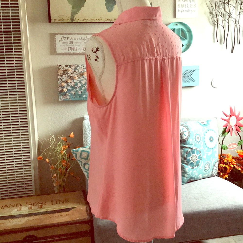 NY&CO Coral Lattice Sleeveless Dress Blouse 👚